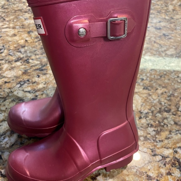 Hunter Metallic Fuchsia Youth Waterproof Boots Size 13B / 1G EU 31 - Picture 11 of 12